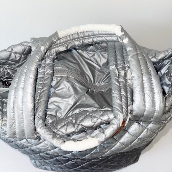 MZ Wallace Large Metro Tote Tin/Steel Metallic Travel Business Professional - Picture 4 of 16